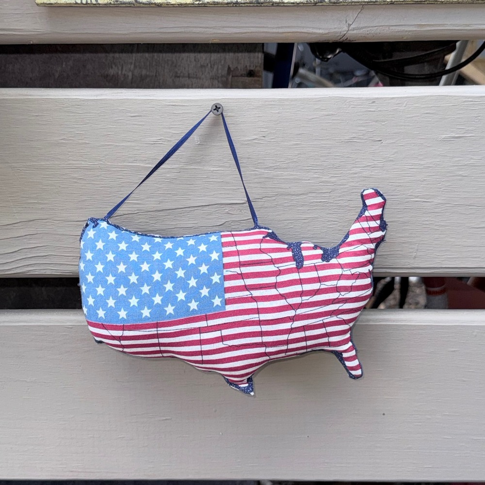 Unbranded USA Map Plush Red White Blue Excellent Americana 8"